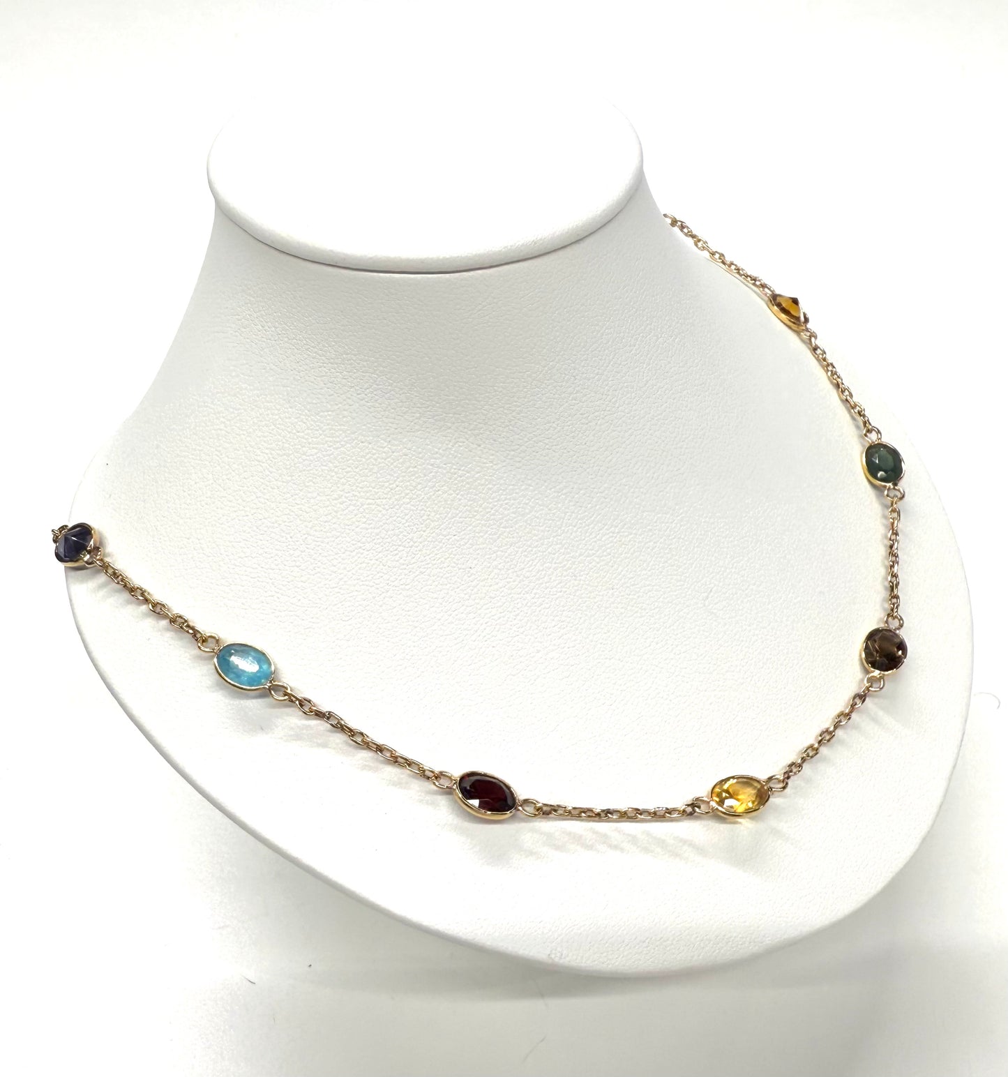 Collier Ras du Cou Or 18k avec Pierres Semi-Précieuses