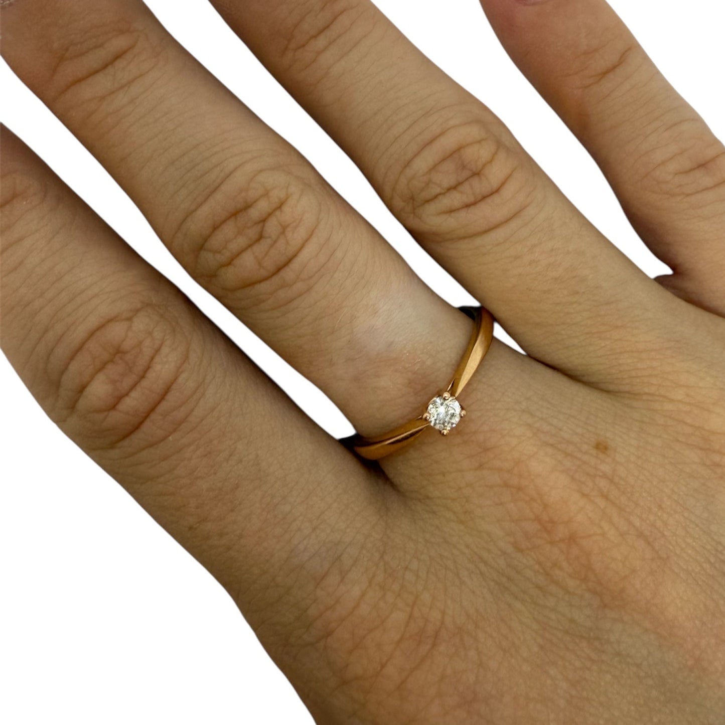 Bague Solitaire en Or Rose 18K Taille-56