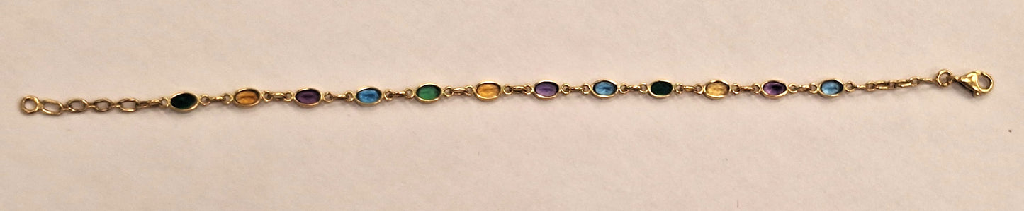 Bracelet Maillon en Or Jaune 18K avec Pierres Naturelles