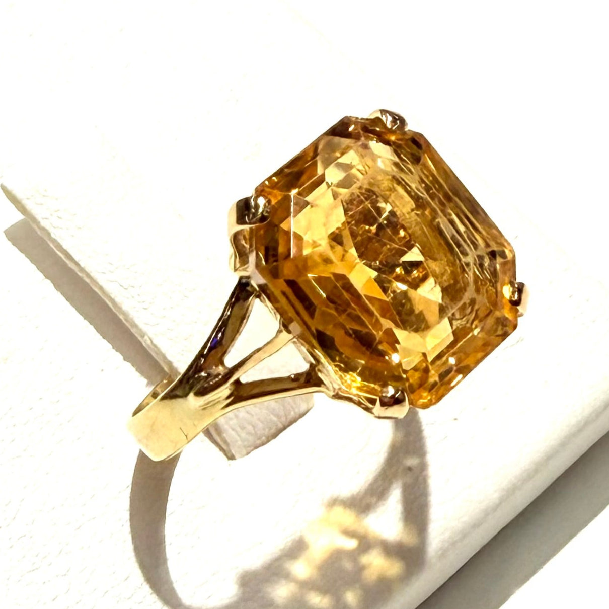 Bague Or 18k Citrine Carré - Taille 50