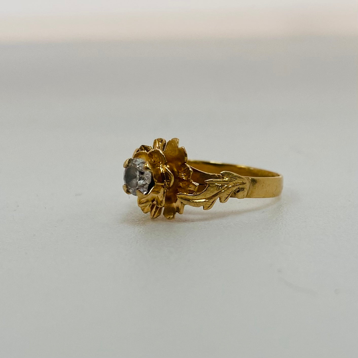 Solitaire en Or Jaune 18k avec Zirconium 1ct