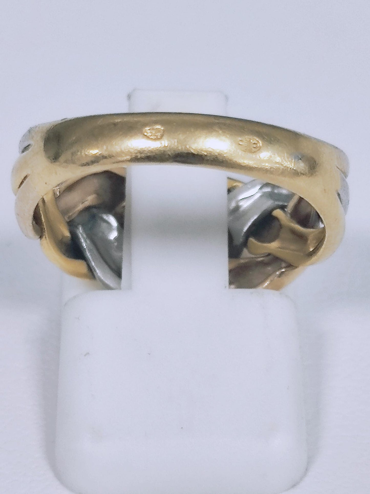 Bague tressée en or jaune et gris 18K T.55