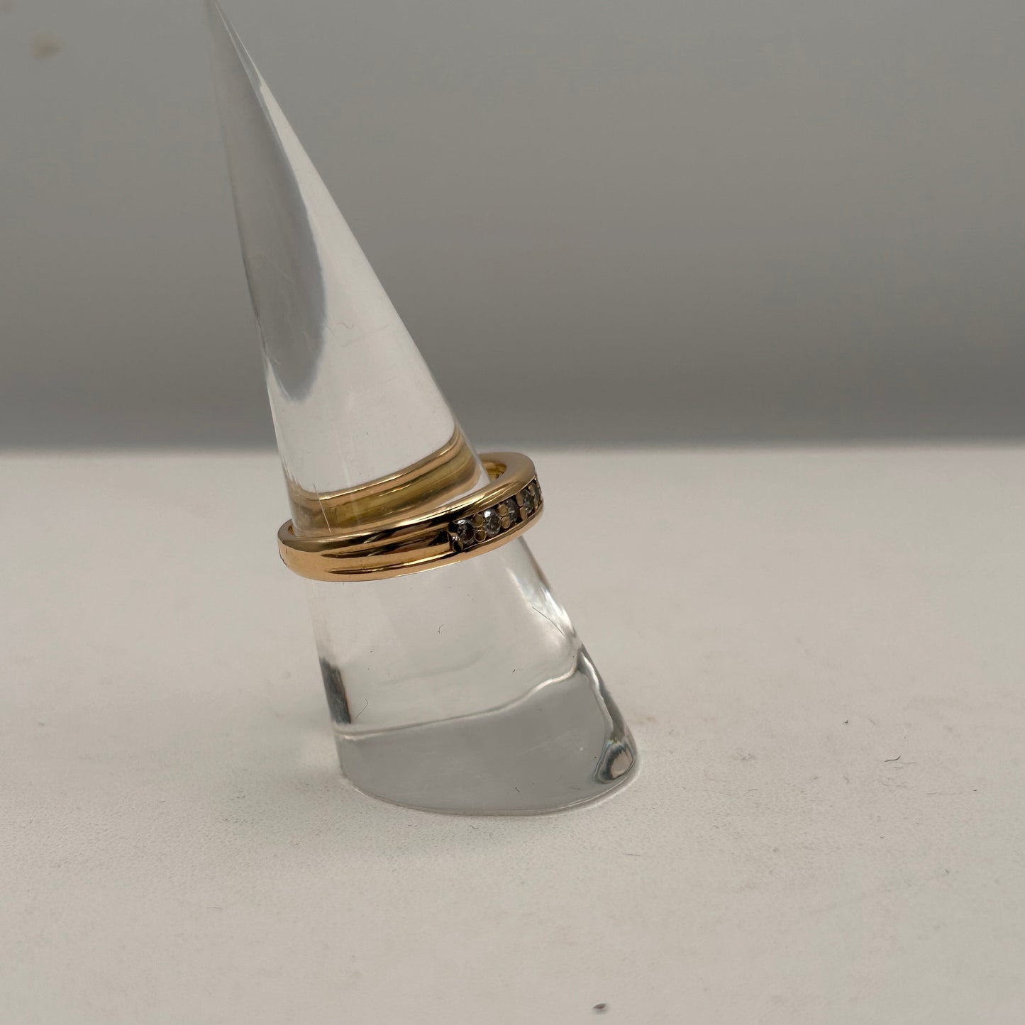Bague Demi Tour en Or Jaune 18K avec Diamants - T 56