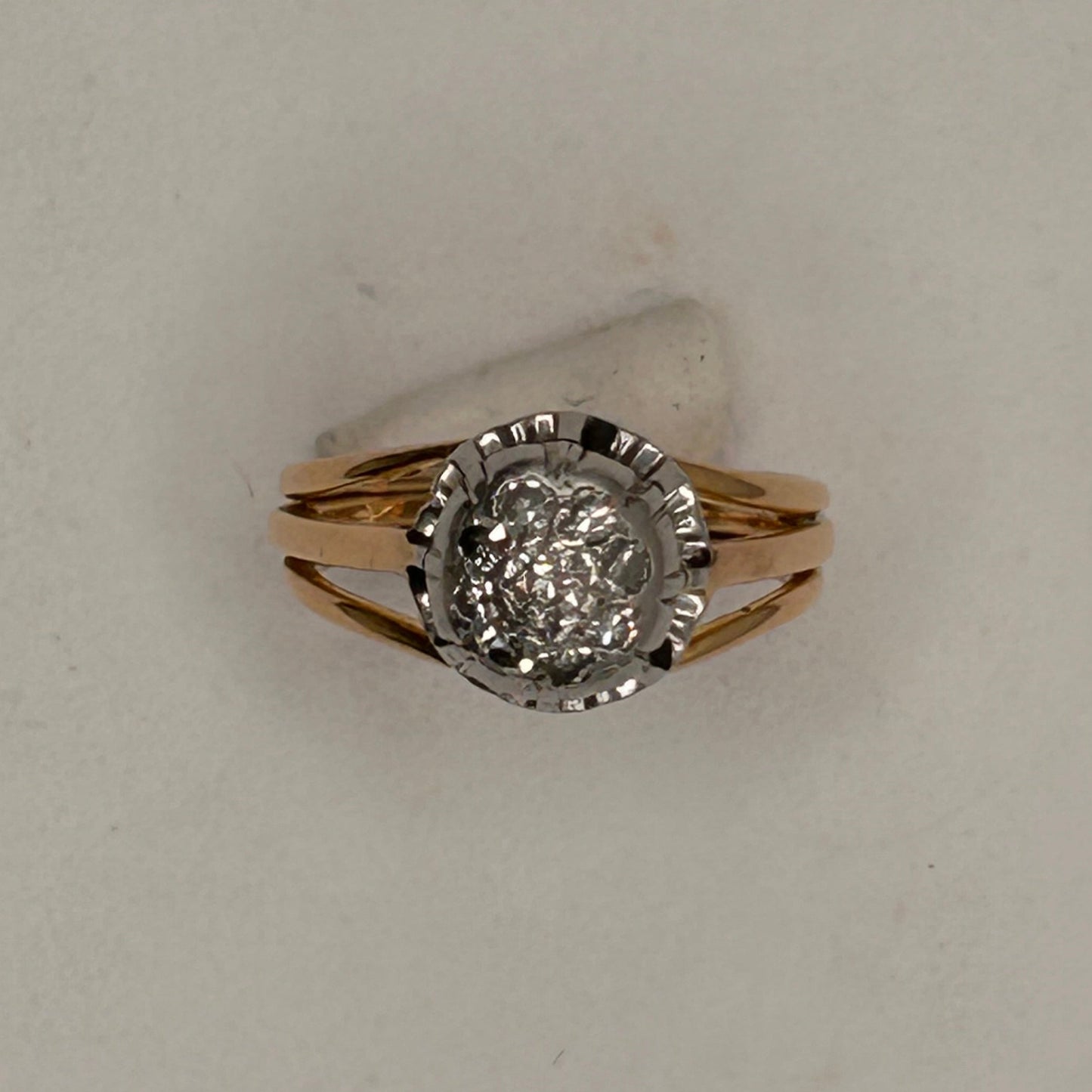 Bague ancienne en or jaune avec diamants 18K Taille-48