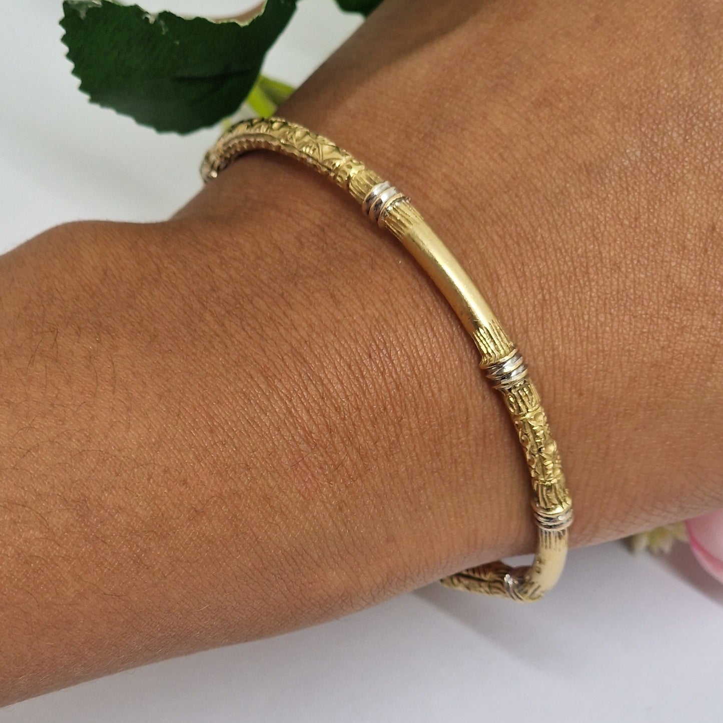 Bracelet Jonc Or Jaune et Blanc 18K 30.98 Grs