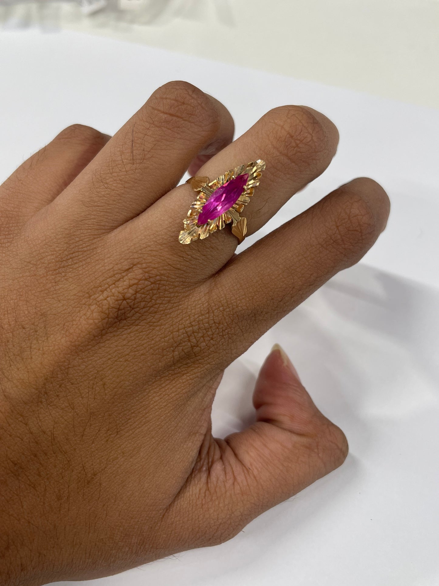Bague Marquise en Or Jaune 18K Taille-52