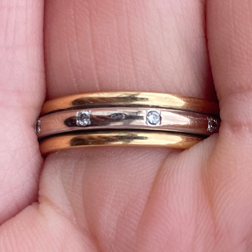 Bague Alliance Or Jaune et Blanc 18K Taille-51