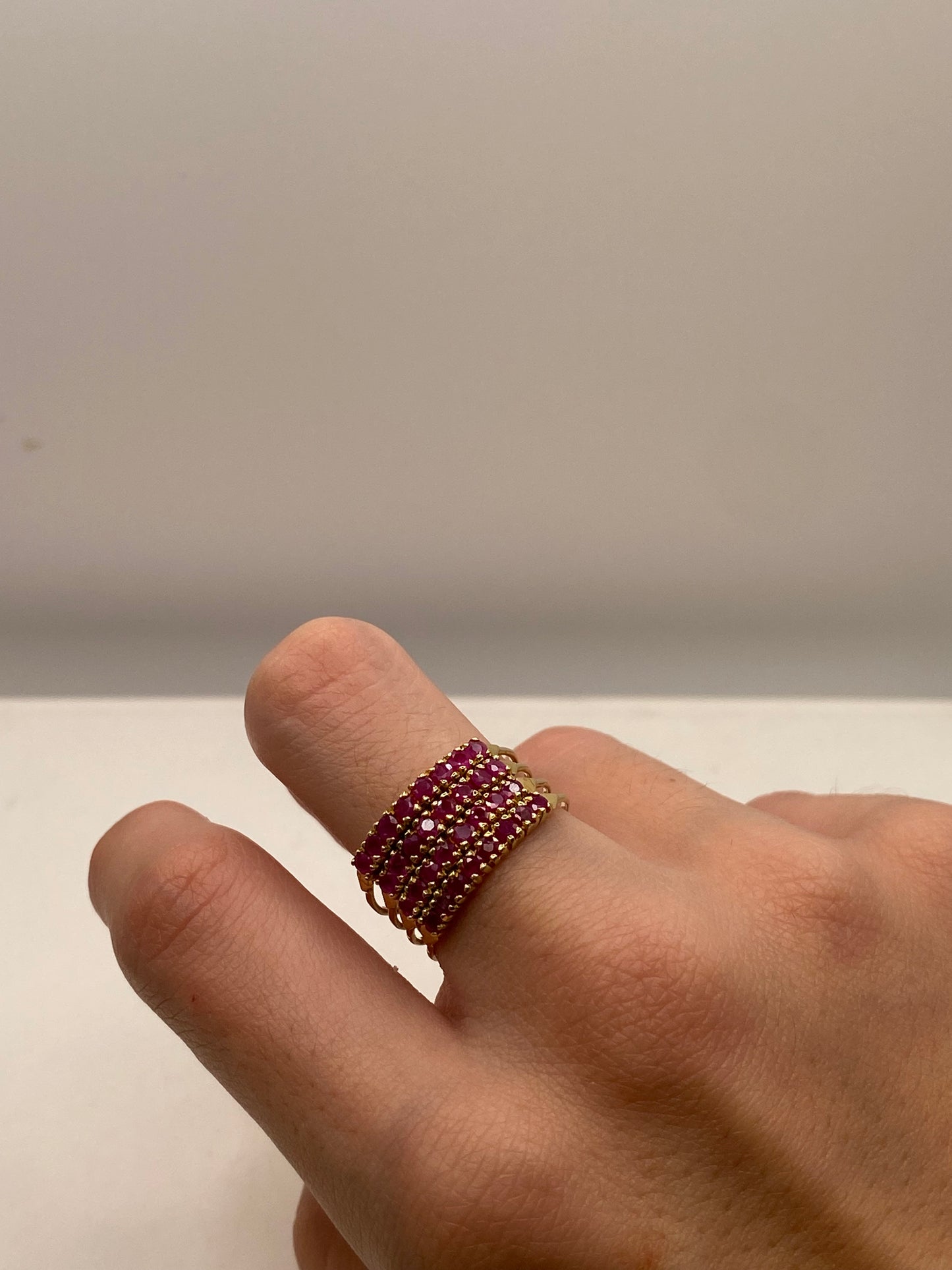 Bague rubis roses en or jaune 18K Taille-59