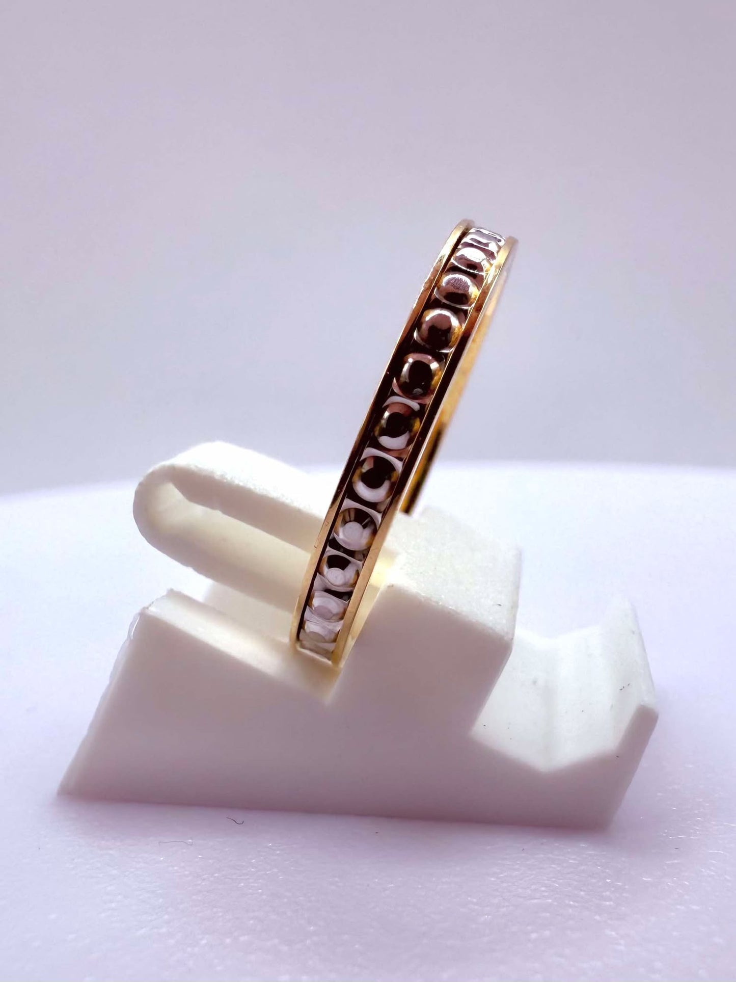 Bague Alliance Tour Complet Or Jaune et Blanc 18K