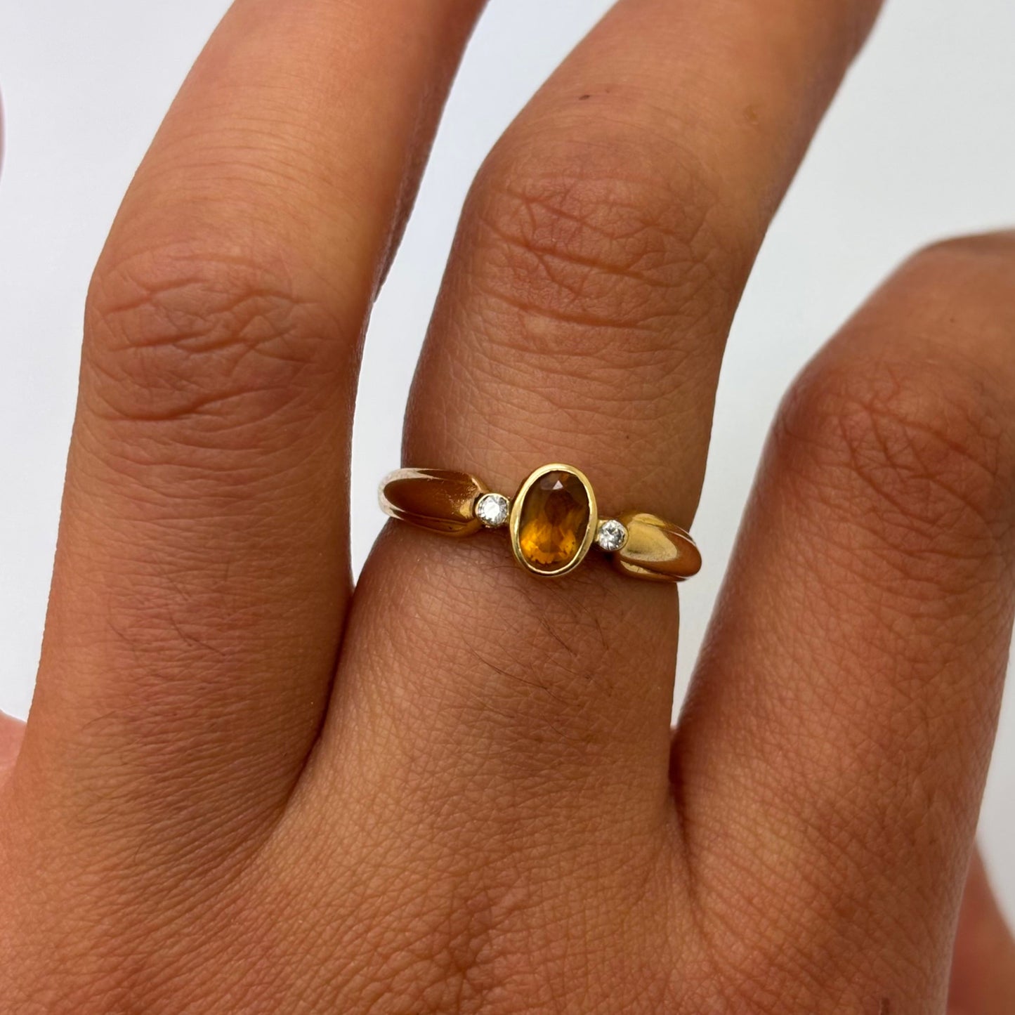 Bague Empierrée en Or Jaune 14K Taille-56