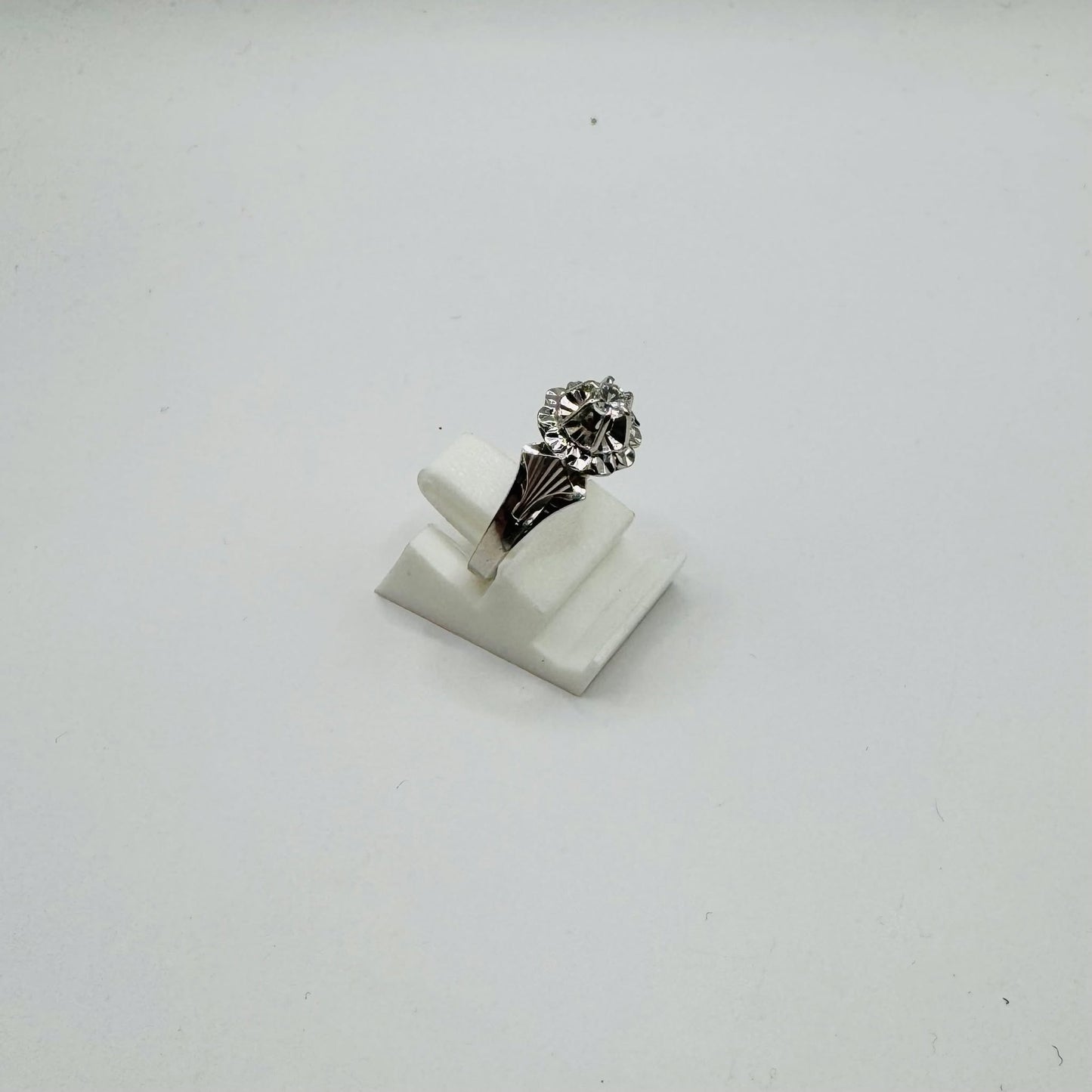 Bague Chou en Or Blanc 18 K avec Oxyde de Zirconium - T51 cm