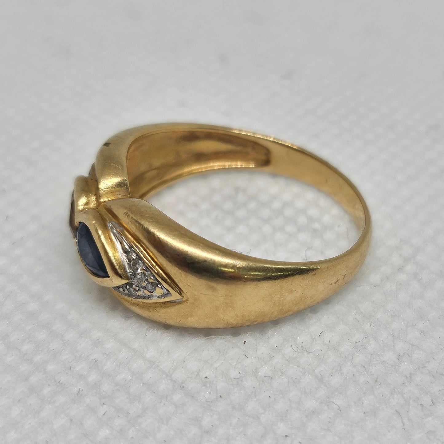 Bague en Or Jaune avec Citrine, Saphir et Diamants Taille -56