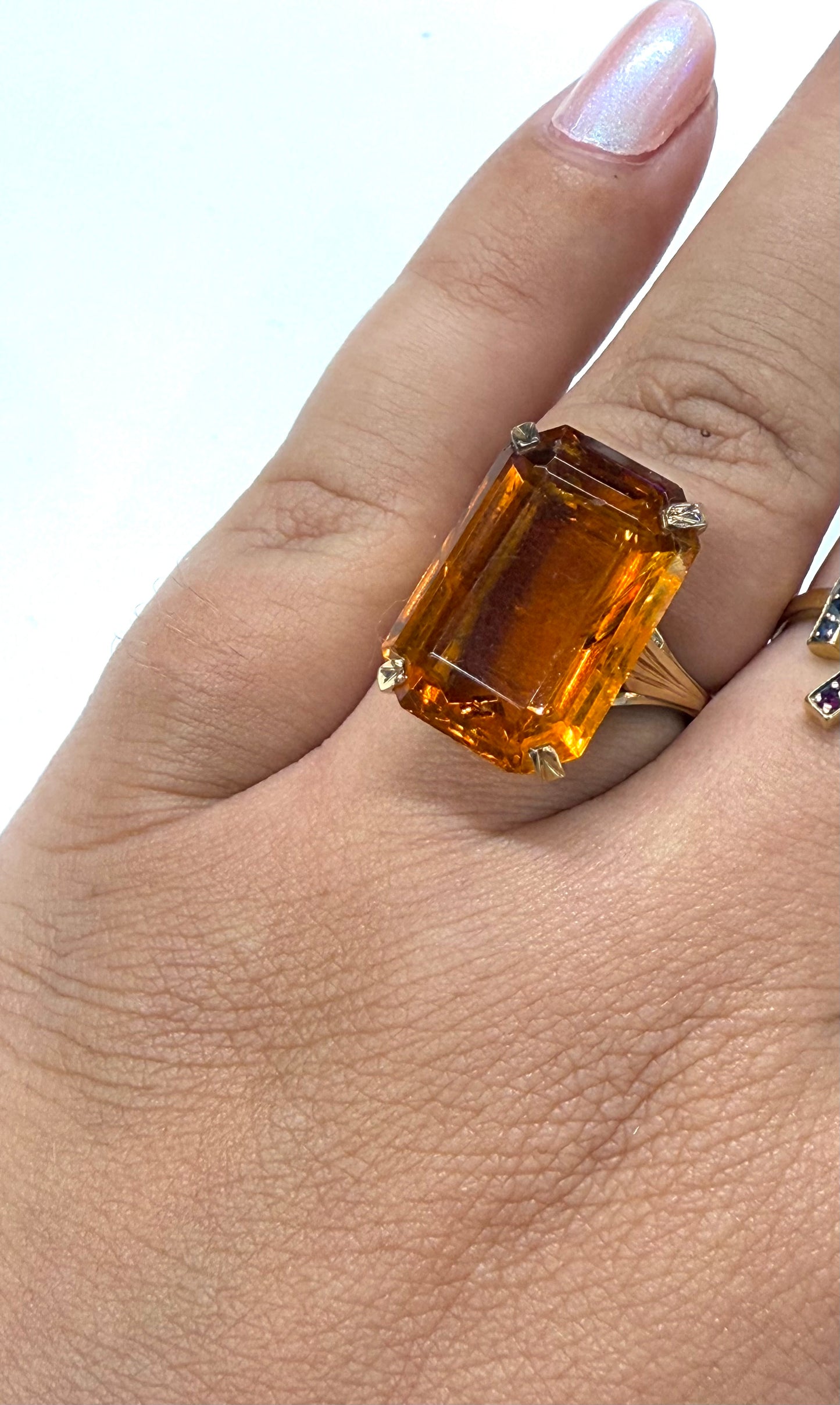 Bague Or Jaune 18k avec Citrine T.55