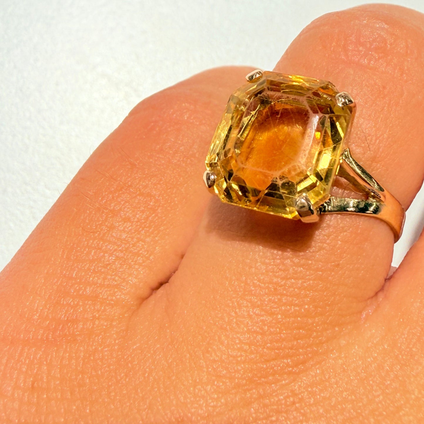Bague Or 18k Citrine Carré - Taille 50