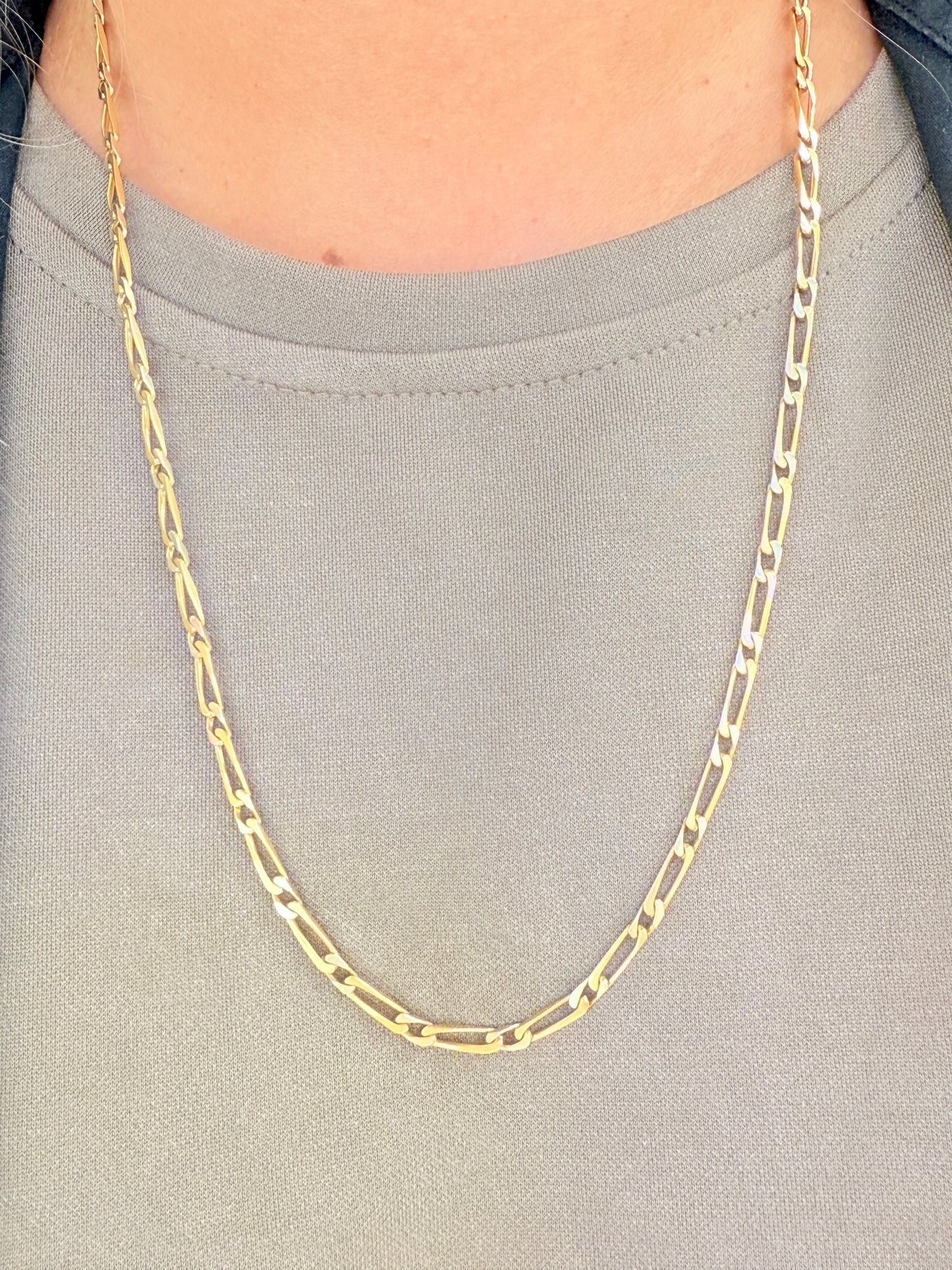 Collier Chaîne Figaro Or jaune et blanc 18k
