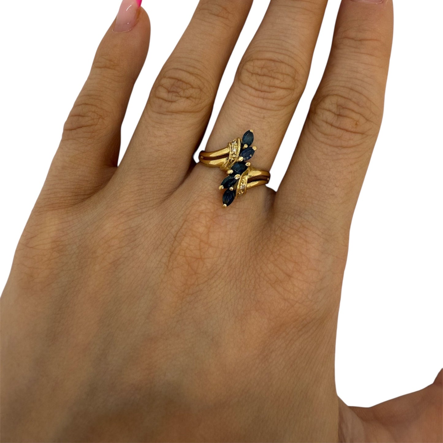 Bague en Or Jaune et Saphir 18K Taille-52