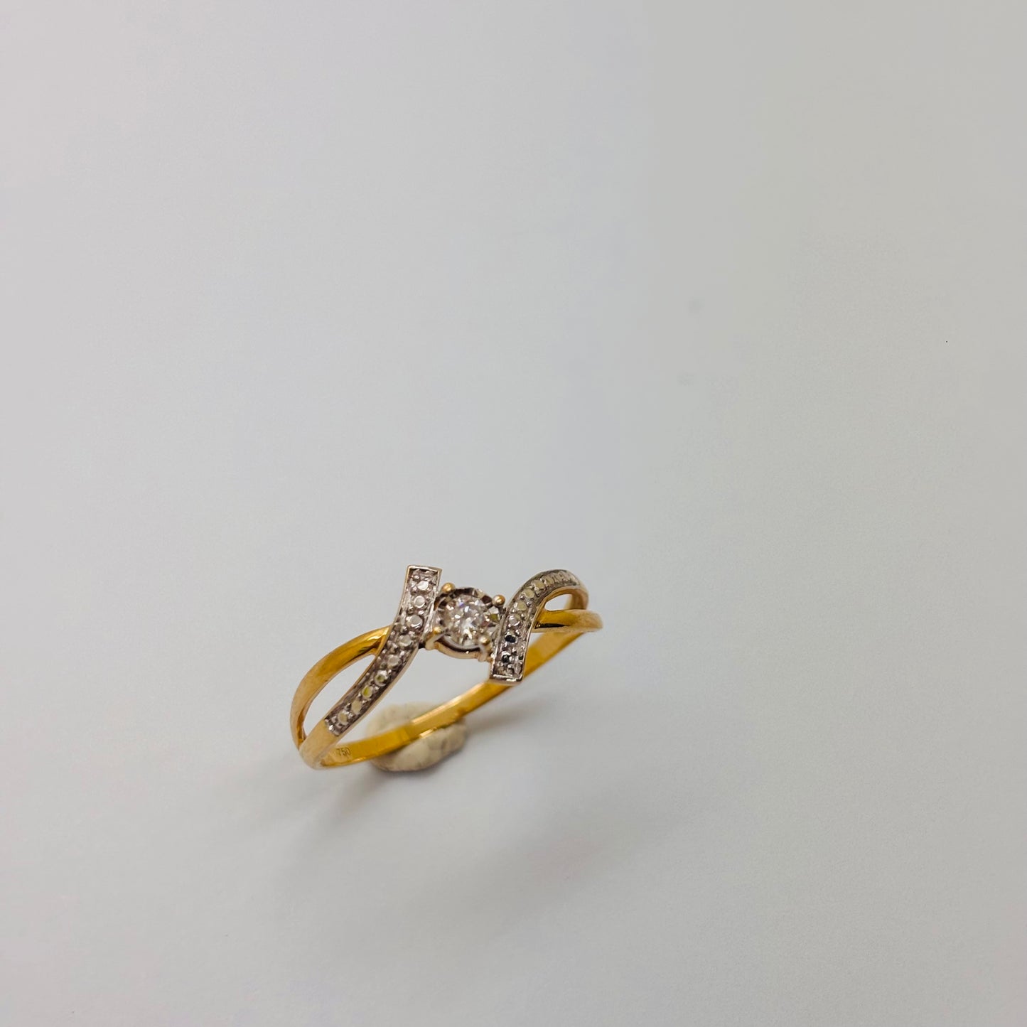 Bague en Or Jaune et Blanc 18K Taille-55.5