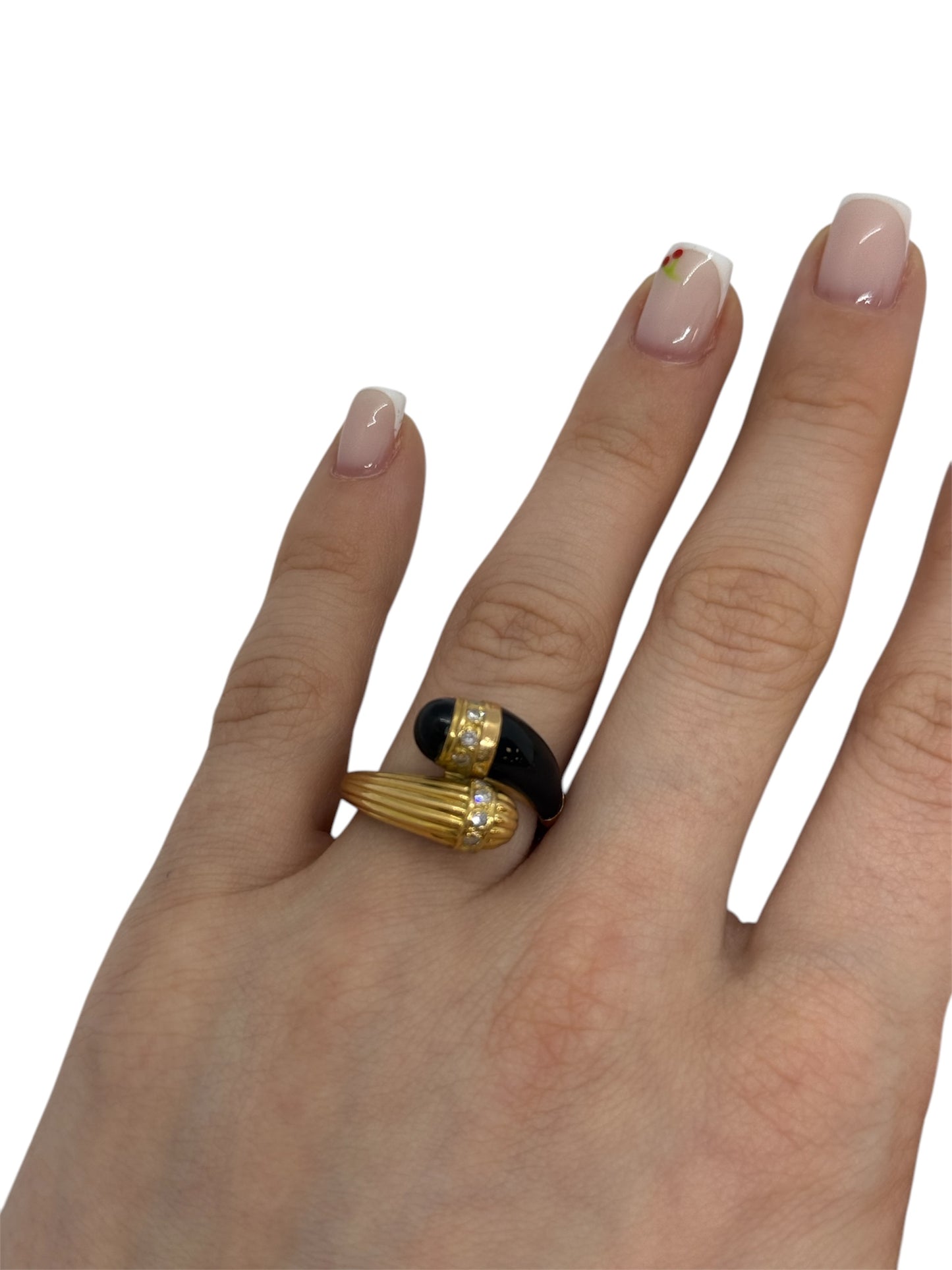 Bagues en Or Jaune avec Diamants et Onyx 18K