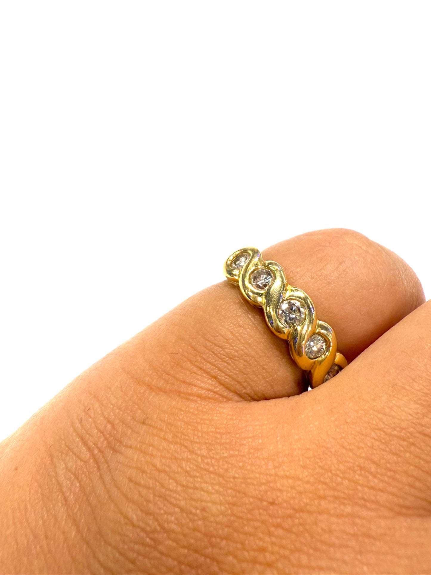 Bague demi-tour en Or jaune 18K et diamants