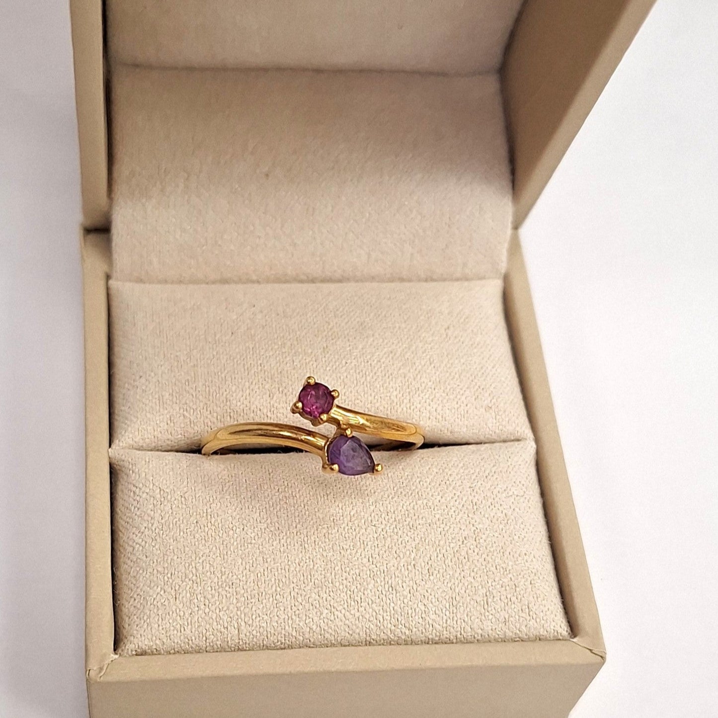 Bague Or Jaune 18 Carats avec Améthyste Naturelle