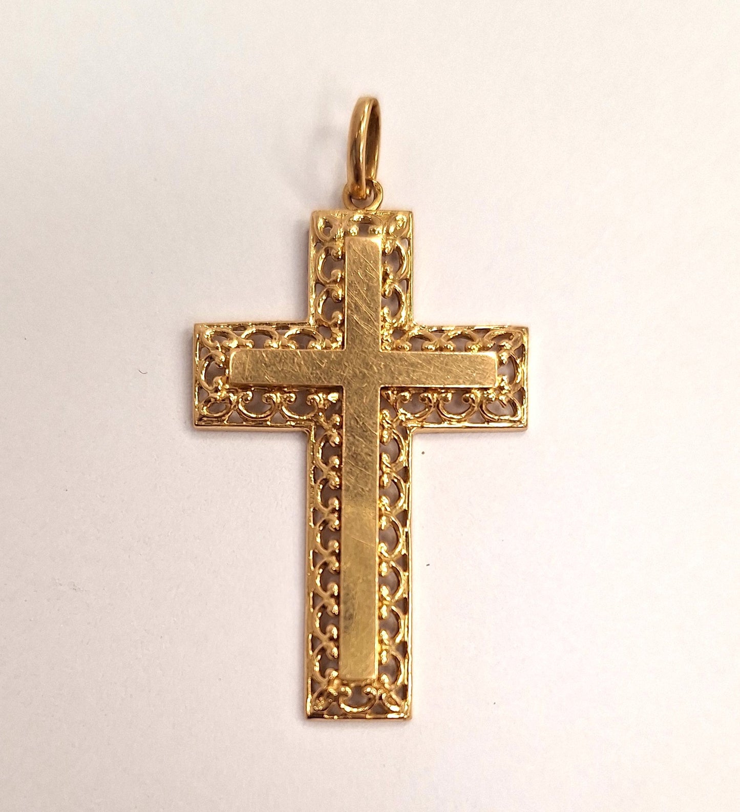Pendentif Croix Or Jaune 18K Tête d'Aigle