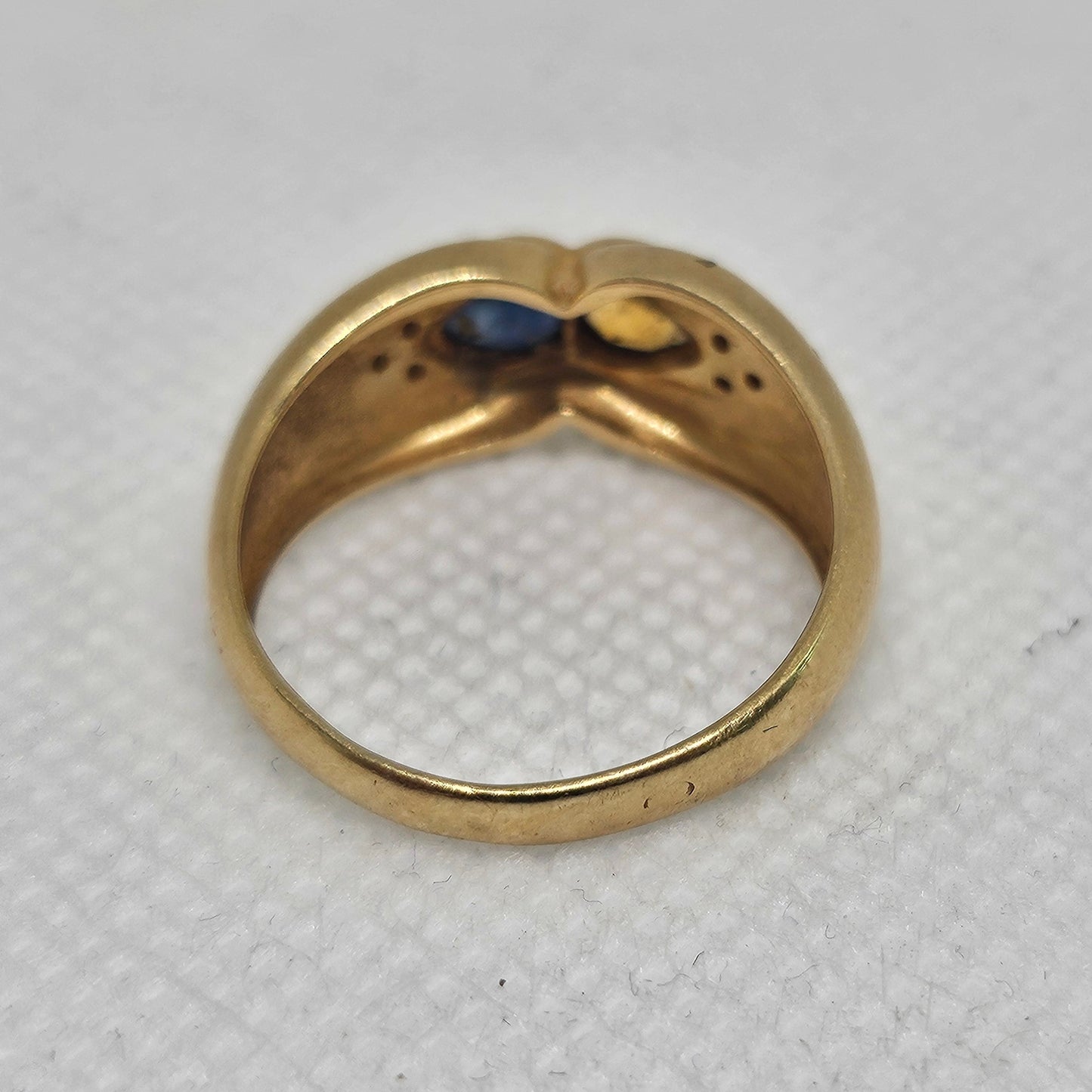 Bague en Or Jaune avec Citrine, Saphir et Diamants Taille -56