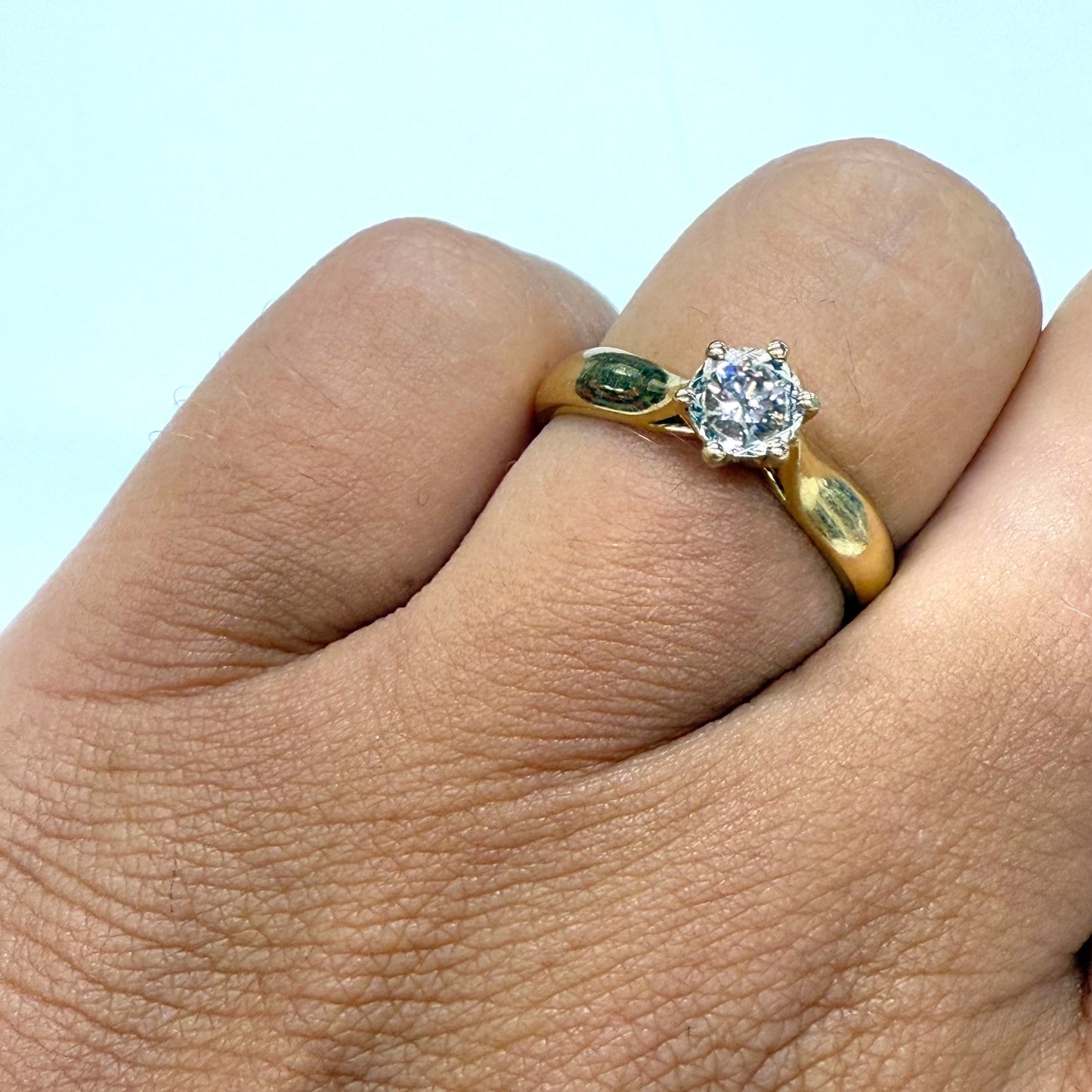 Solitaire en Or Jaune 18k Taille-53