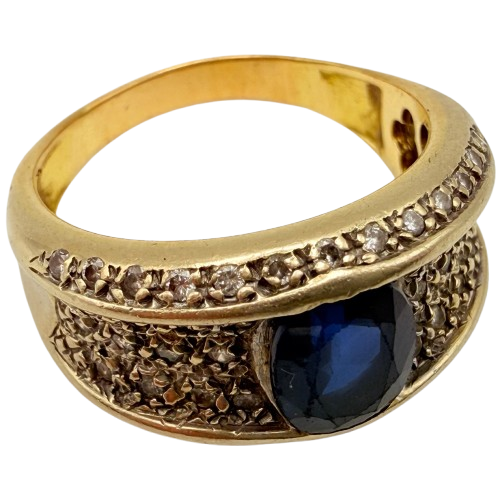 Bagues en Or Jaune 18k avec Saphir central - T 58