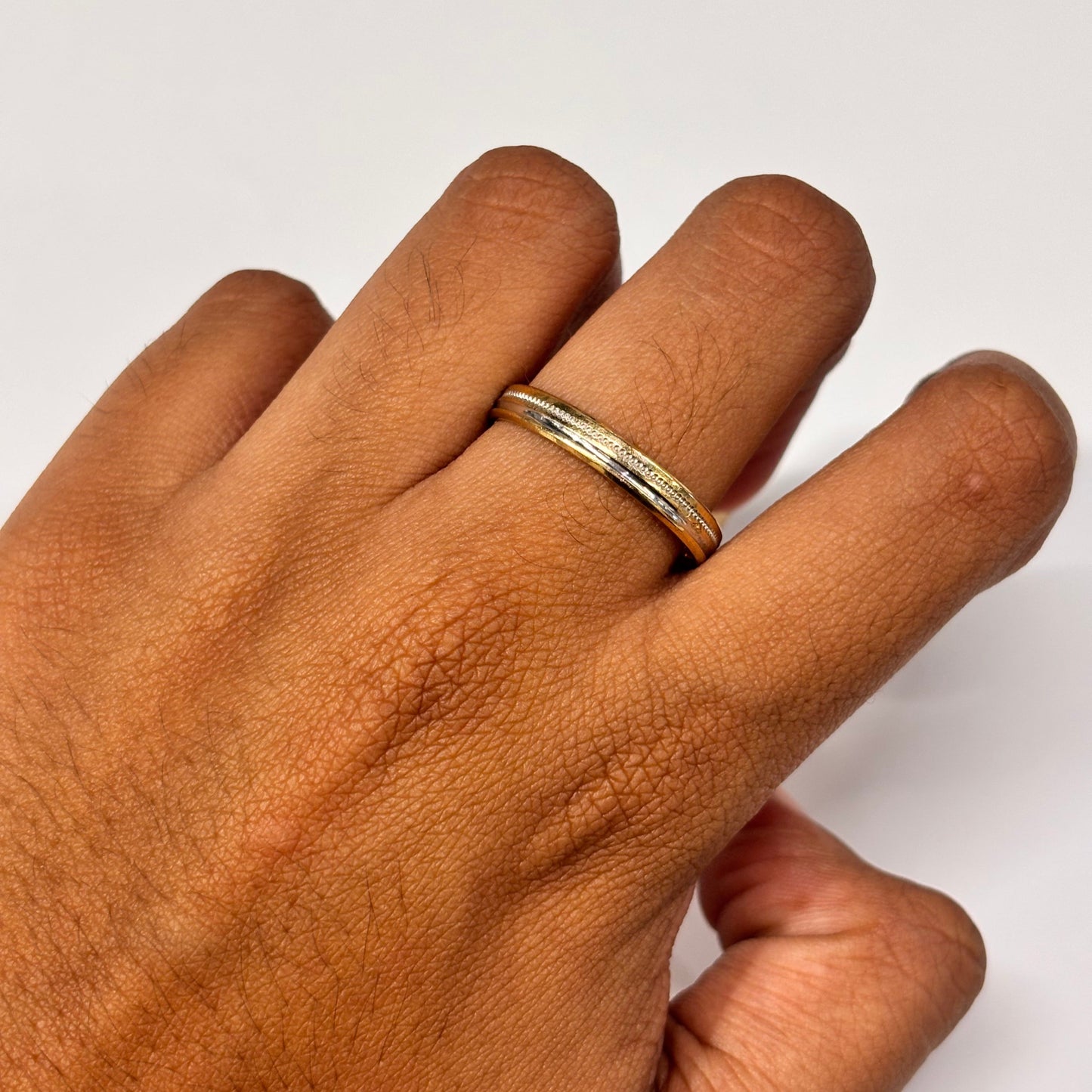 Bague Alliance en Or Jaune et Blanc 18K Taille-54
