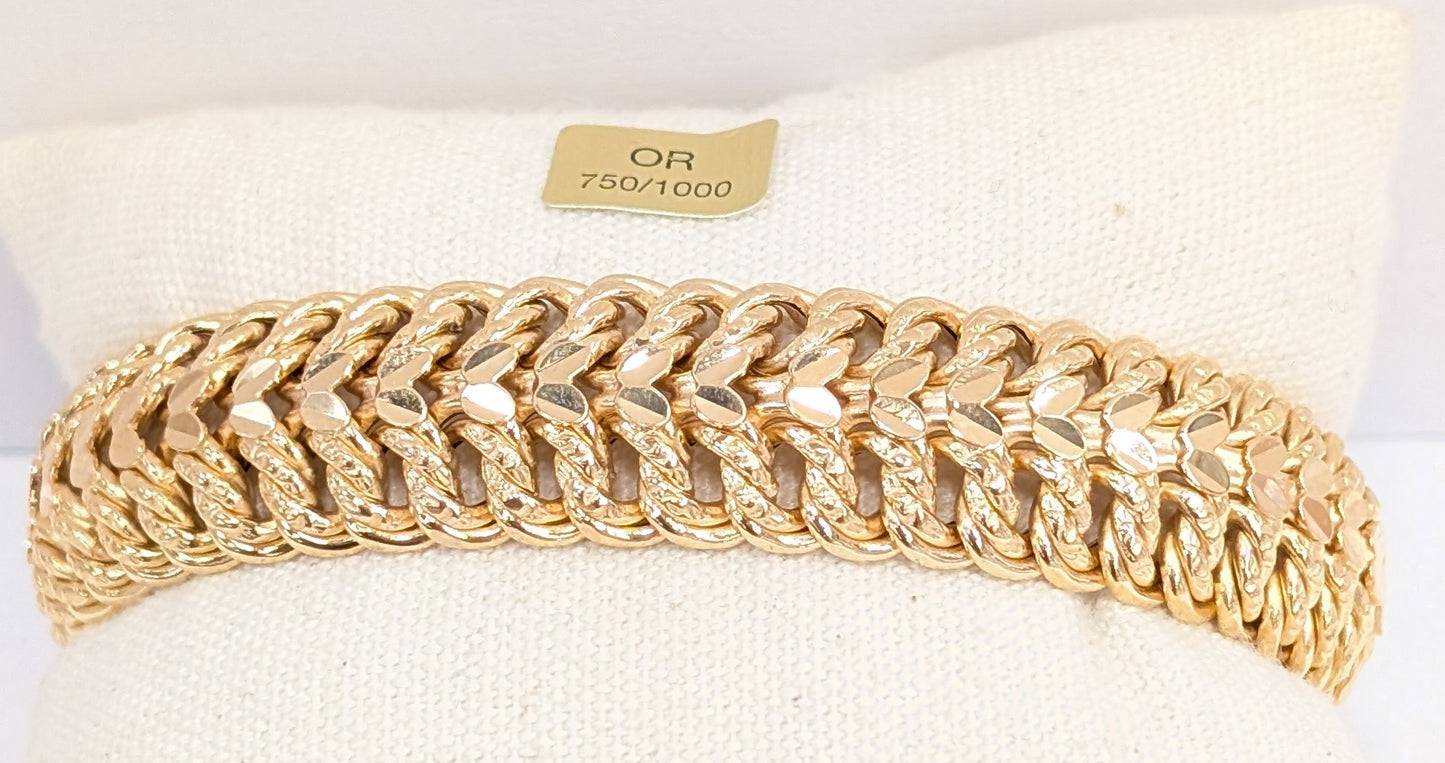 Bracelet Maillon Or Jaune 18K Maille Américaine 24.54 Grs