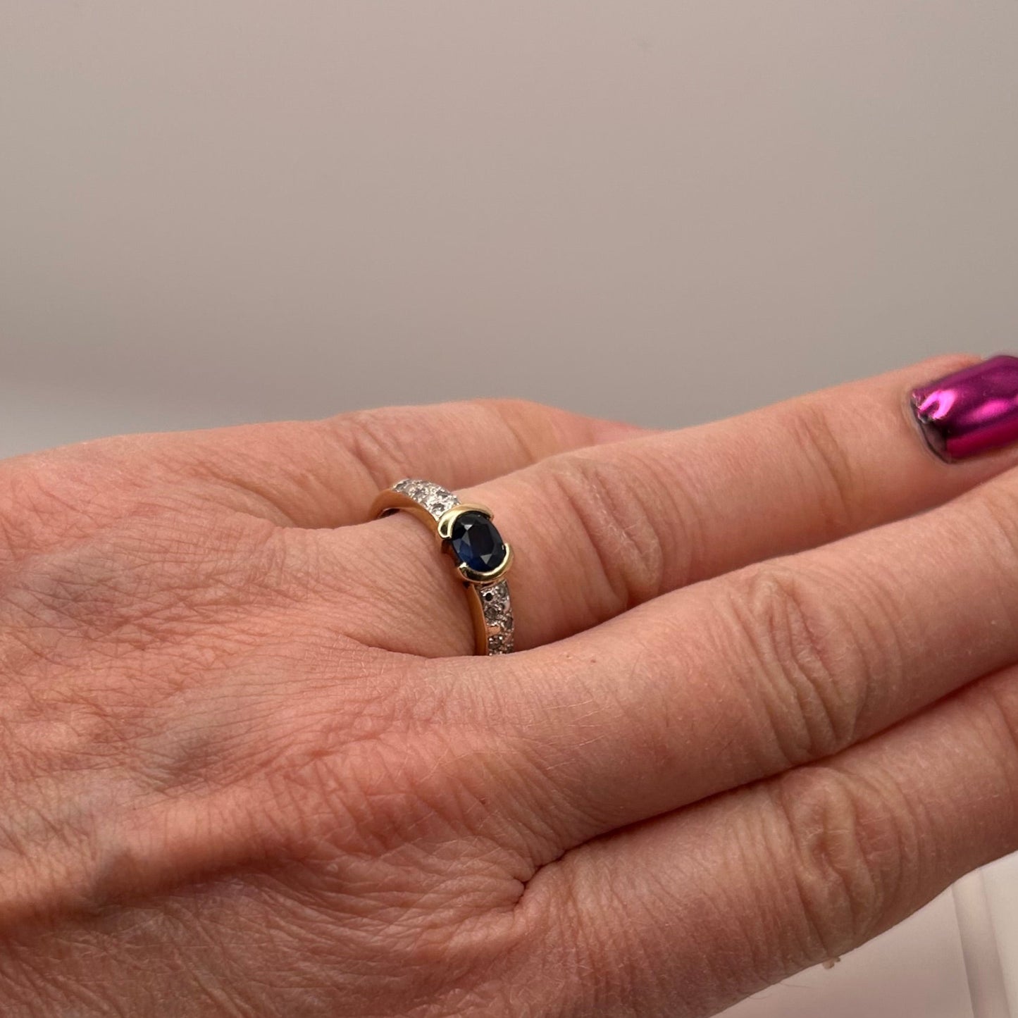 Bague Or Jaune 18 Carats avec Saphir et Diamants