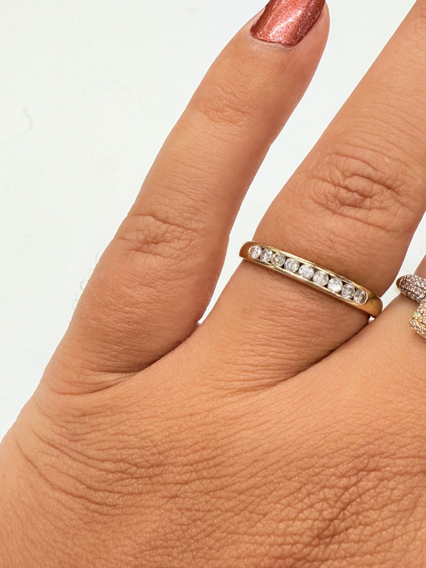 Bague demi tour en or jaune 18k et diamants