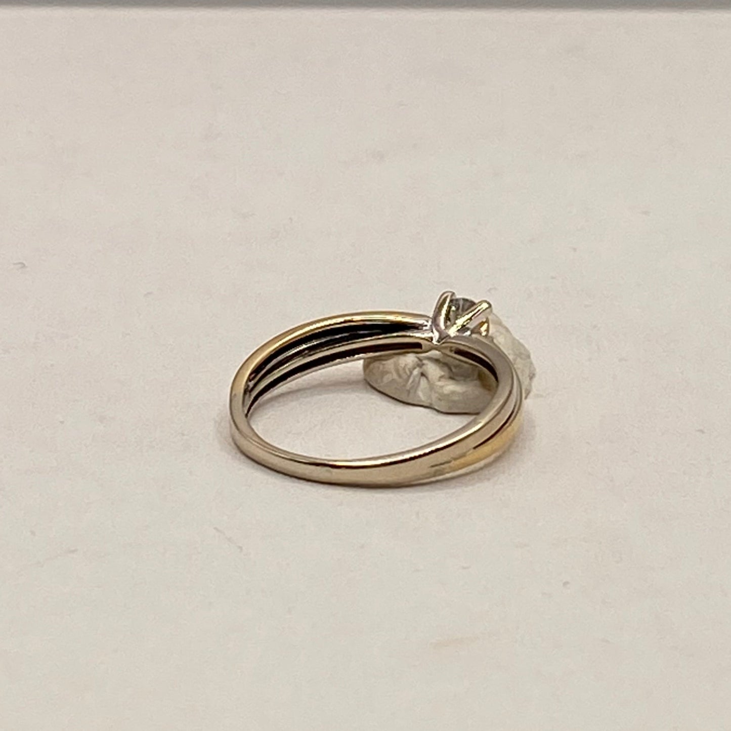 Solitaire en Or Jaune et Blanc 18K Taille-54