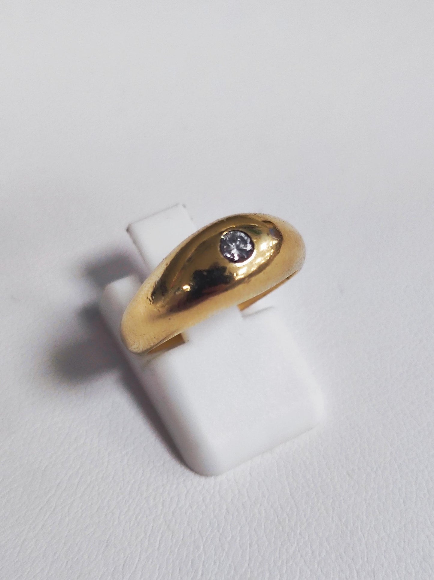 Bague Solitaire en Or Jaune 18K avec Diamant
