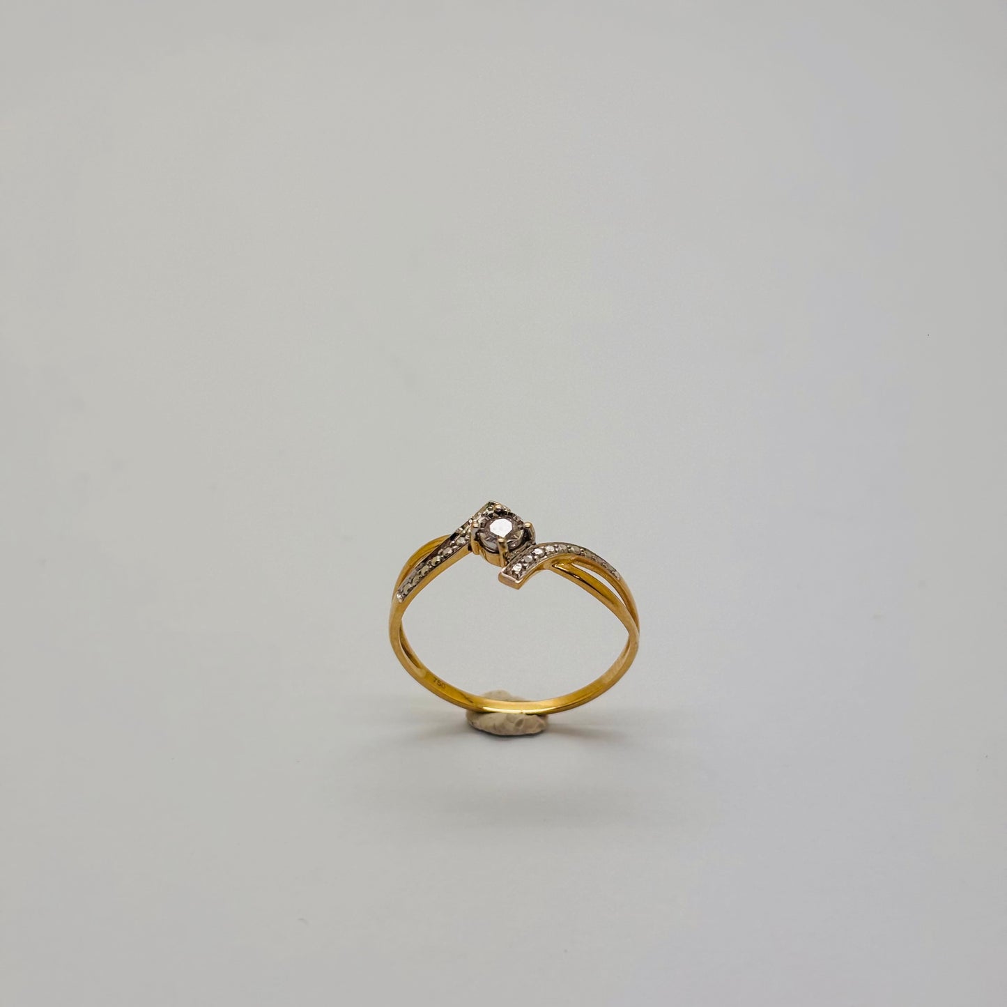 Bague en Or Jaune et Blanc 18K Taille-55.5