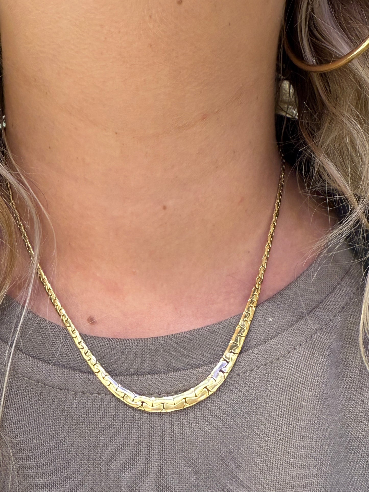 Collier Ras du Cou en Or Jaune 18k, Maille Haricot
