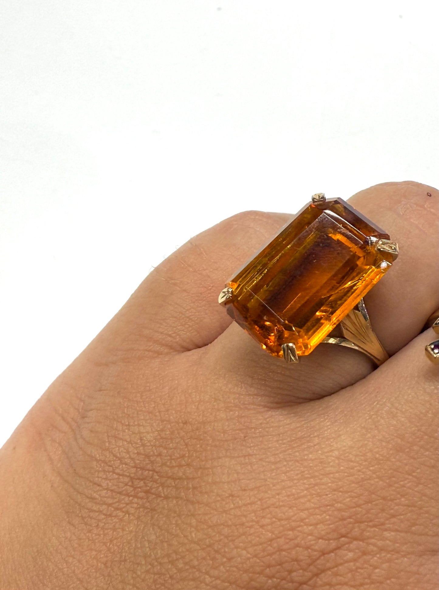 Bague Or Jaune 18k avec Citrine T.55