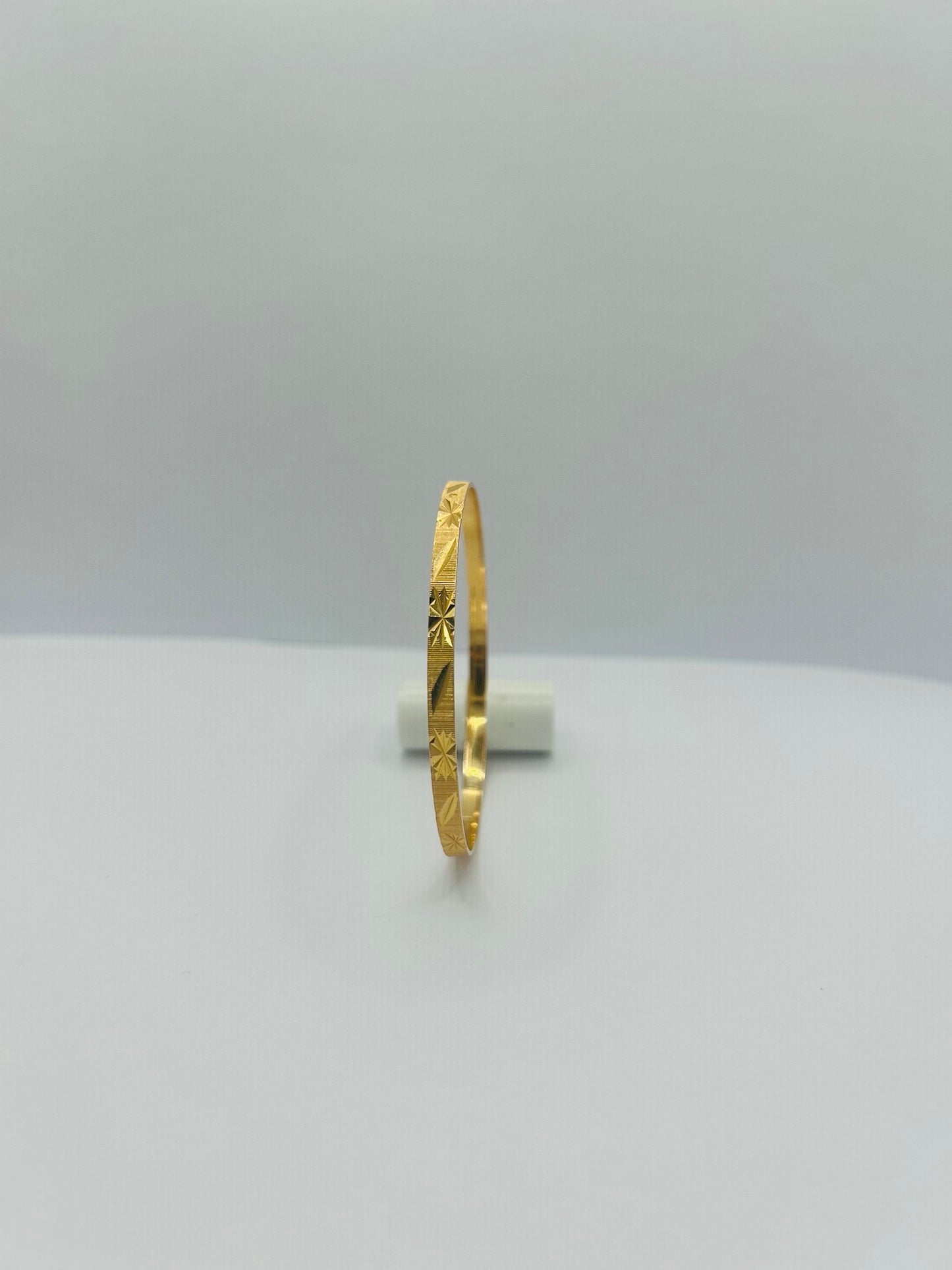 Bracelet Jonc Or Jaune 750/1000, Motifs Etoilés, Bon Etat