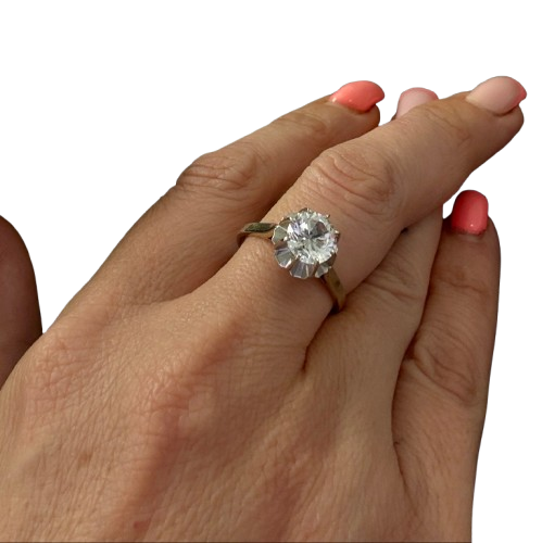 Bague Solitaire en Or Blanc 18k avec Oxyde de Zirconium - T 59