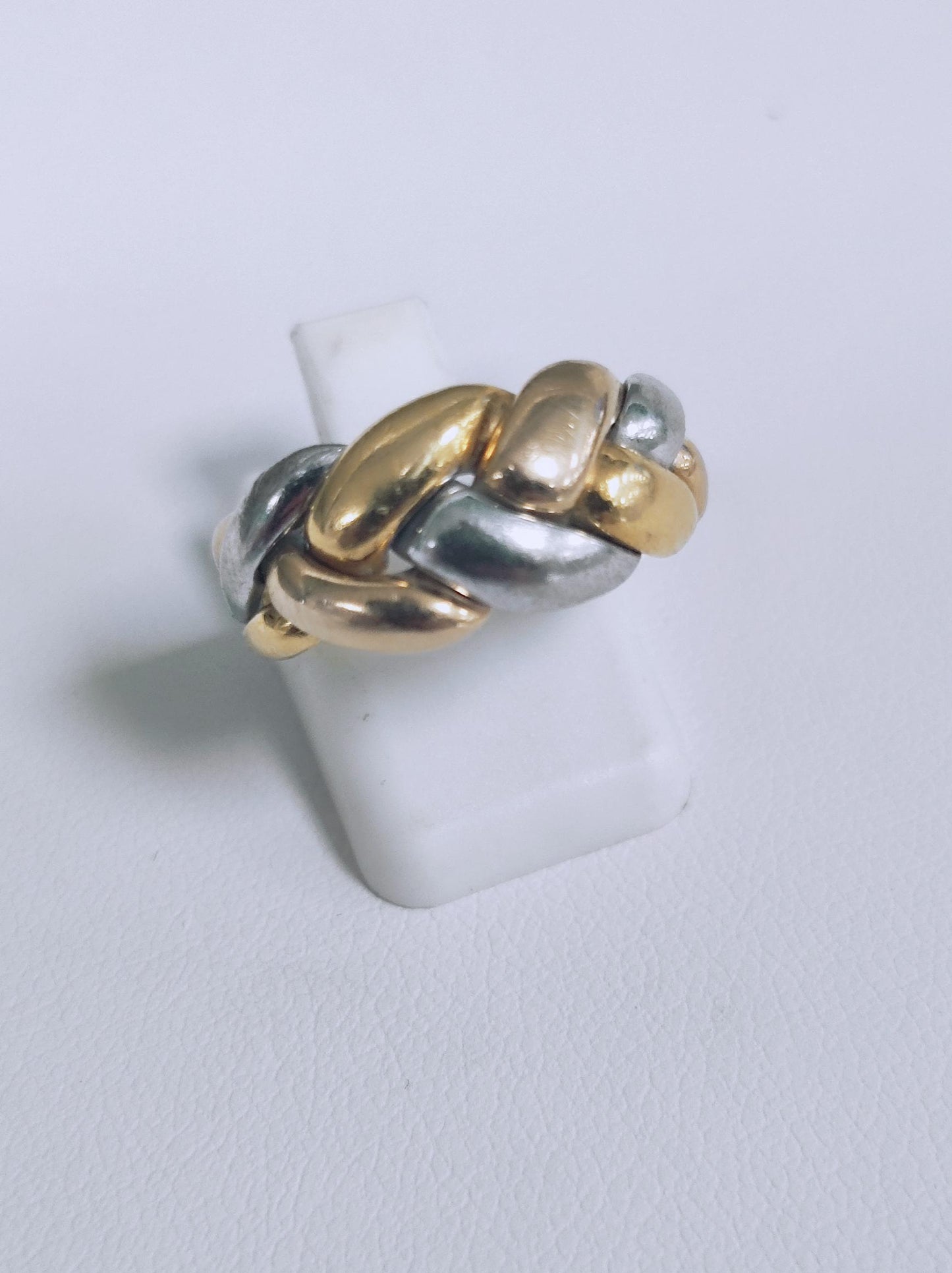 Bague tressée en or jaune et gris 18K T.55