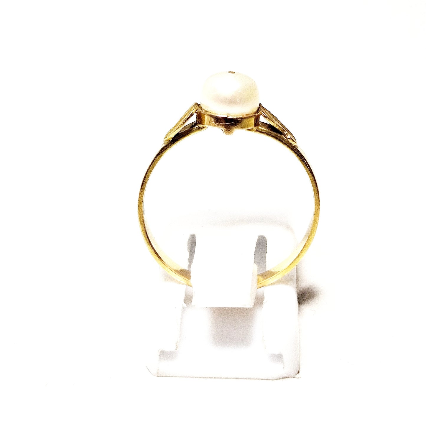 Bague Solitaire Or en Jaune 18 Carats avec Perle Centrale - T 53