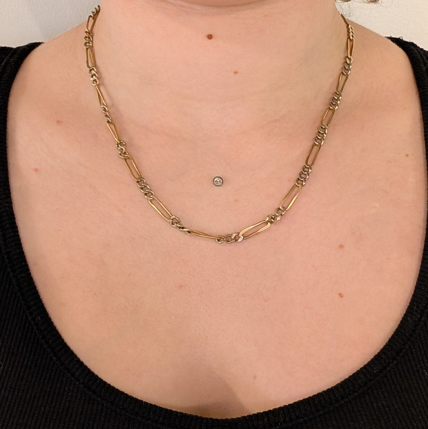 Collier Princesse Figaro Or jaune et blanc 18K 45cm