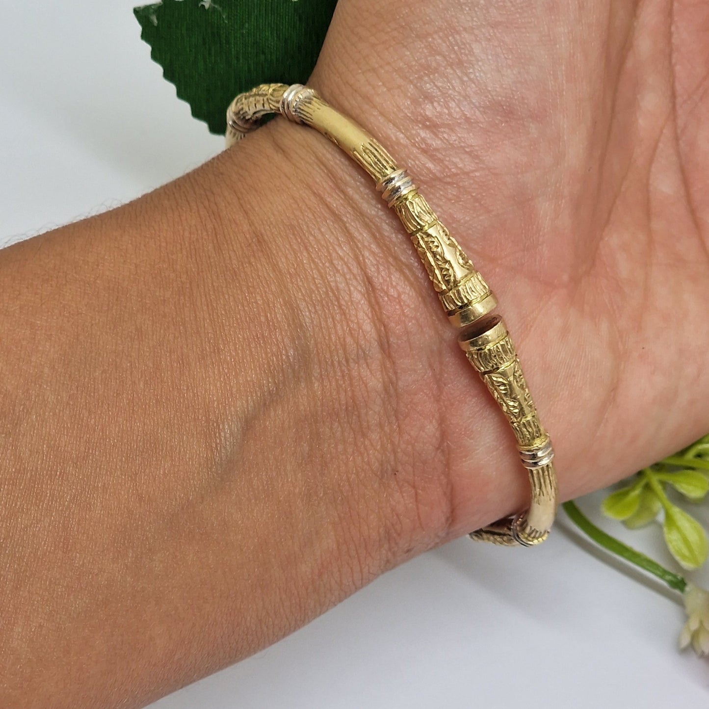 Bracelet Jonc Or Jaune et Blanc 18K 30.98 Grs