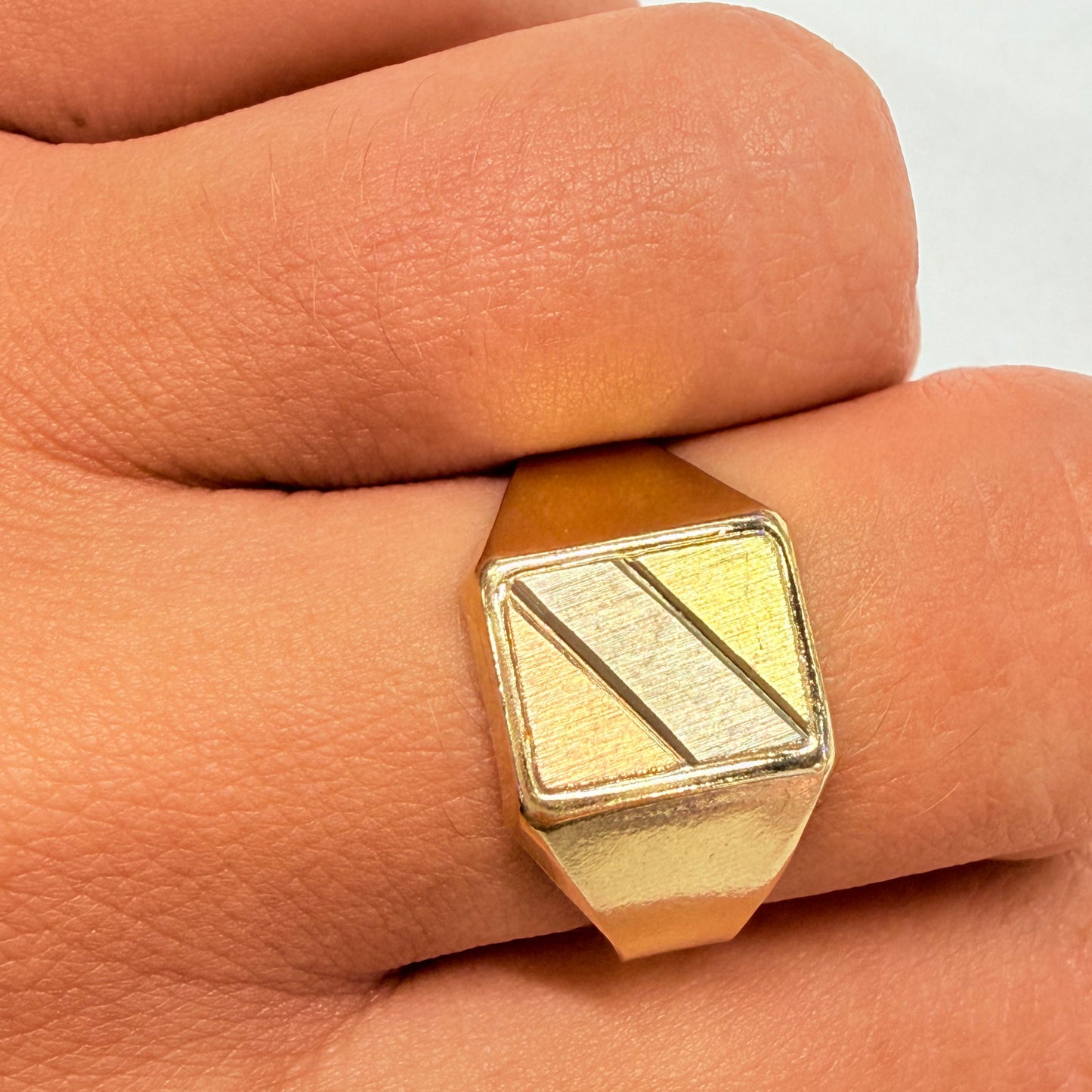 Bague Chevalière en Or Jaune 18K Taille-58