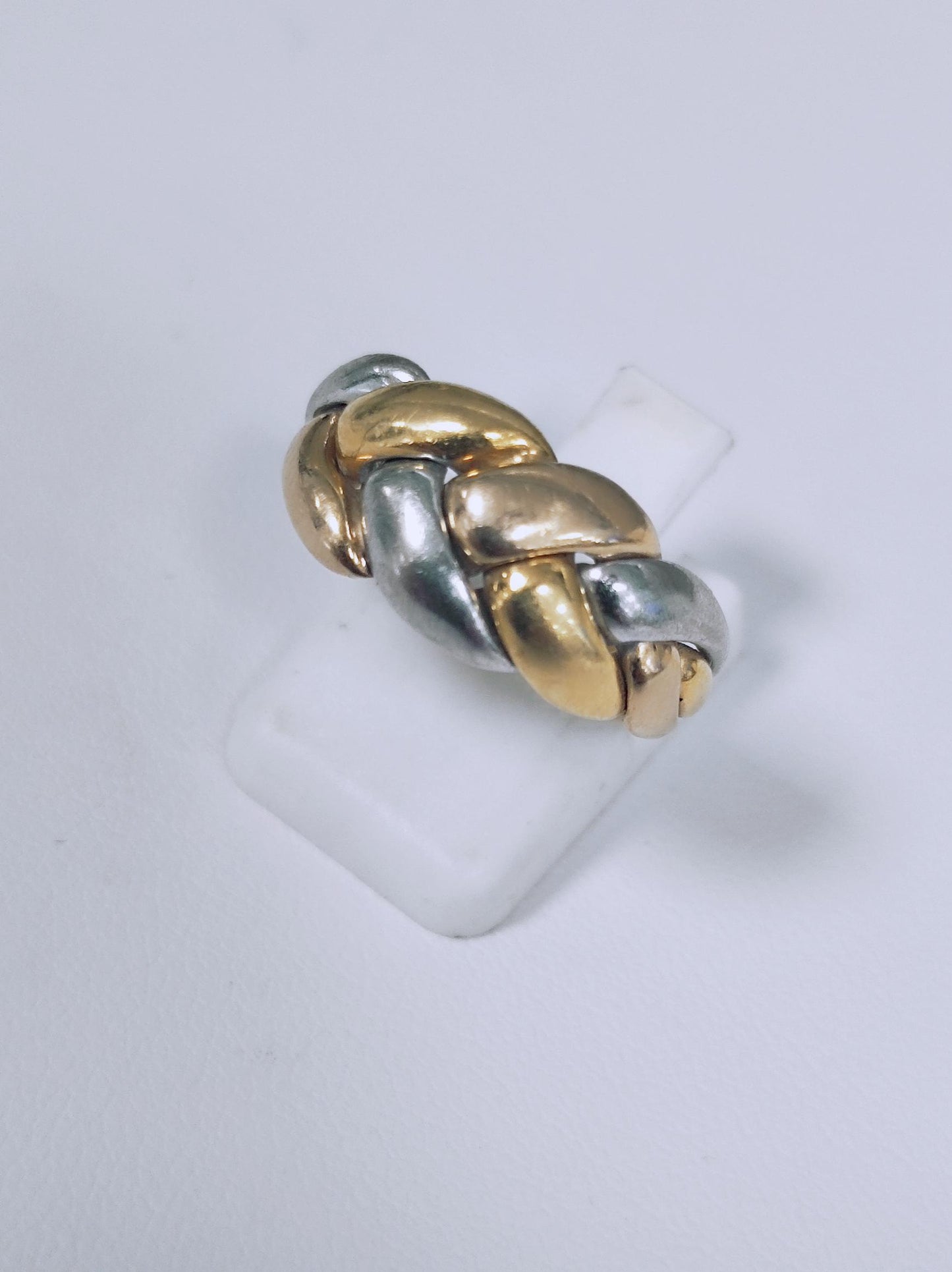 Bague tressée en or jaune et gris 18K T.55