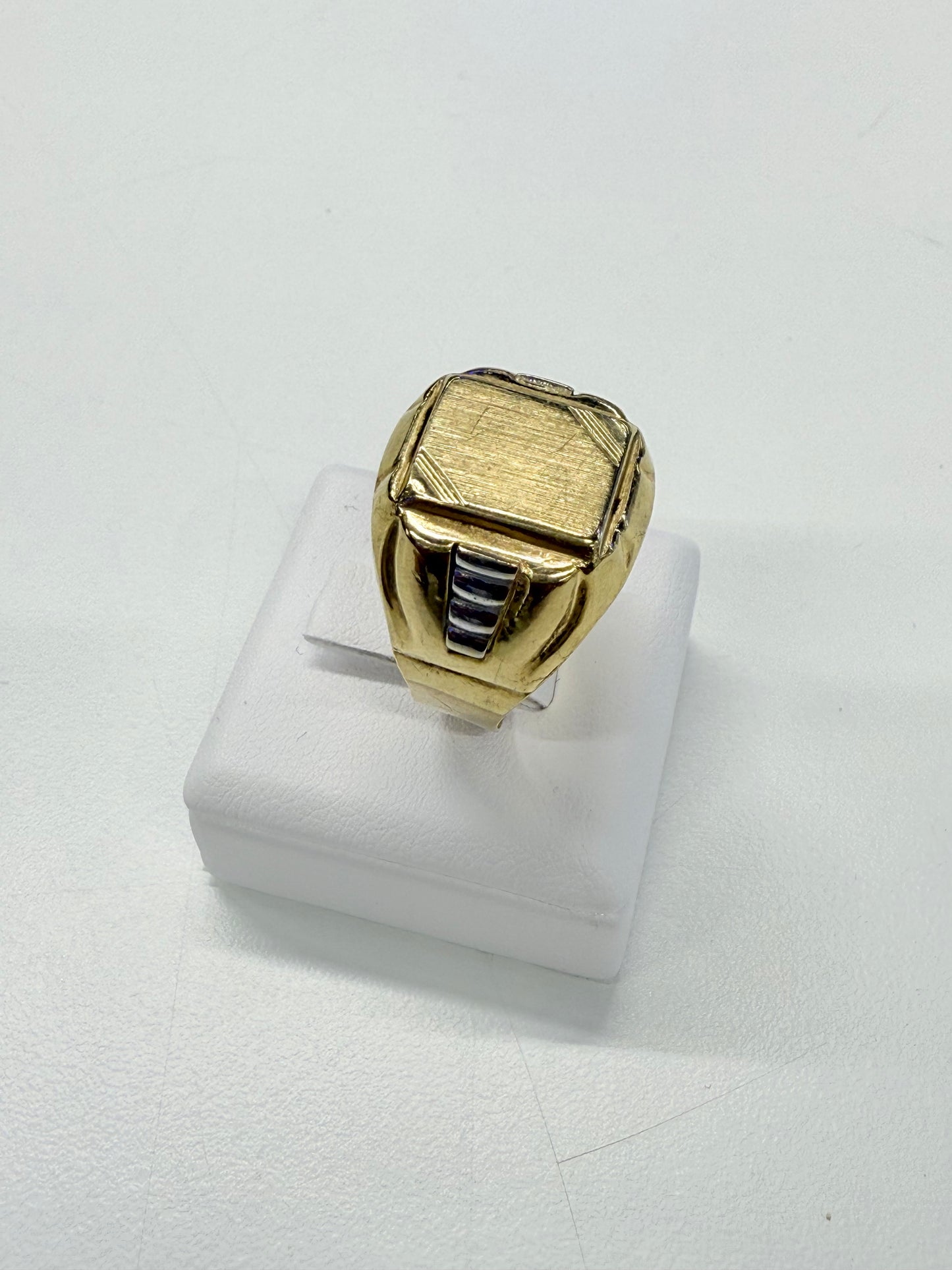 Chevalière en Or Jaune et Blanc 18k T61