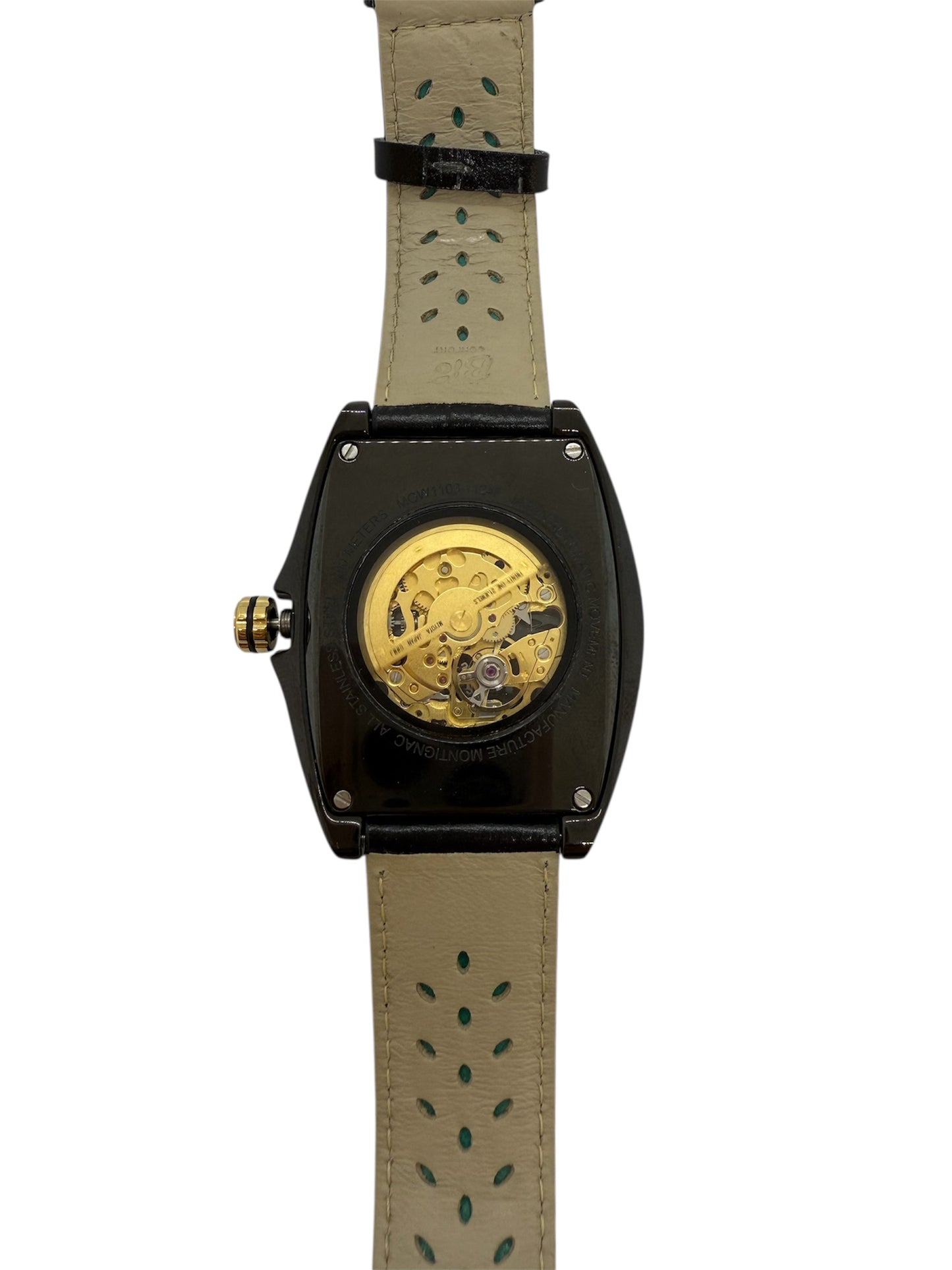 Montre Montignac Tonneau Automatique Cuir Noir 2024
