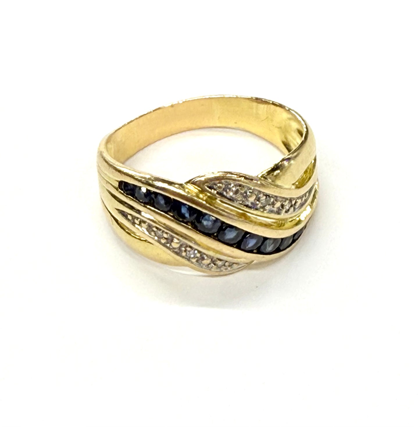 Bague empierrée 18K avec Saphirs et Diamants