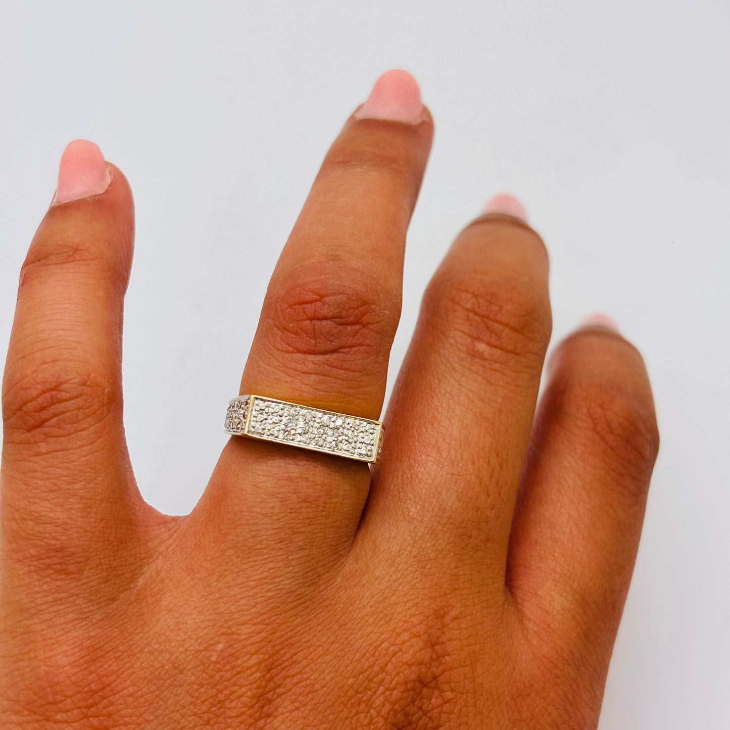 Bague Tank en Or Blanc et or blanc 18K Taille-51