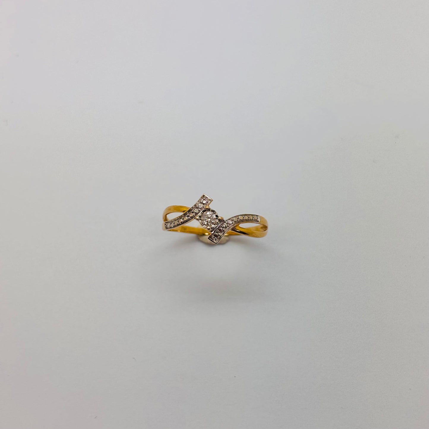 Bague en Or Jaune et Blanc 18K Taille-55.5